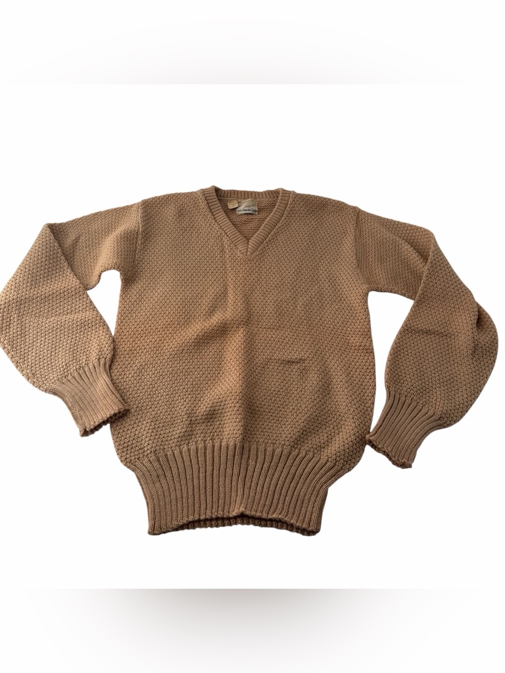 Vintage Scotsman Outerwear Men's M Zephyr 100% Wool Knit Sweater Camel